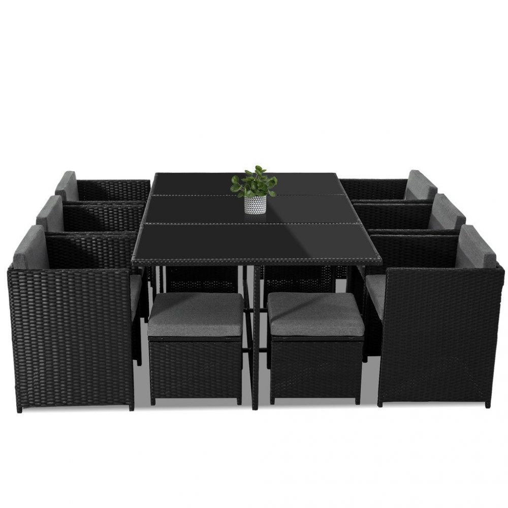 Grengan Outdoor Black Dining Set - 11 Pieces - Notbrand