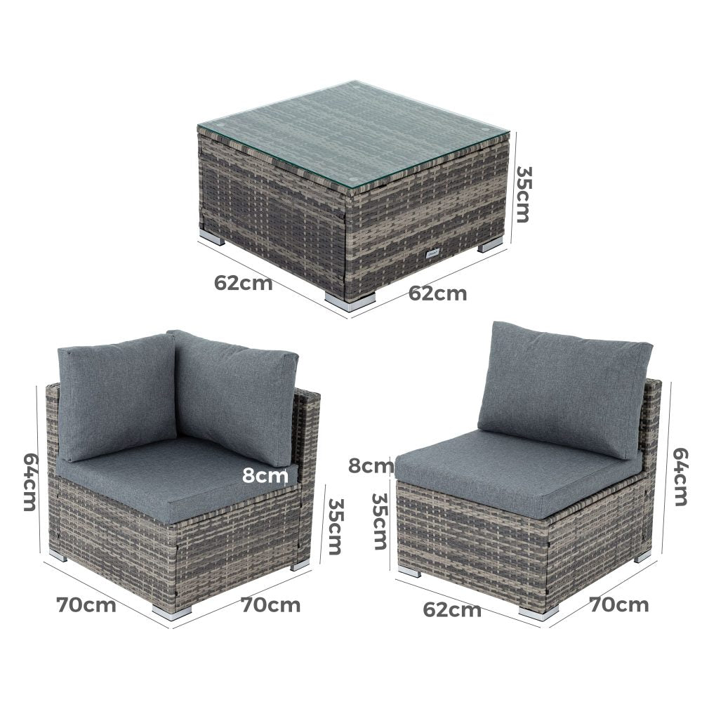 Grelbian Outdoor Modular Lounge Sofa Bondi - Grey - Notbrand