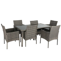 Rural Style Outdoor Wicker 6 Seater Dining Set - Grey - Notbrand