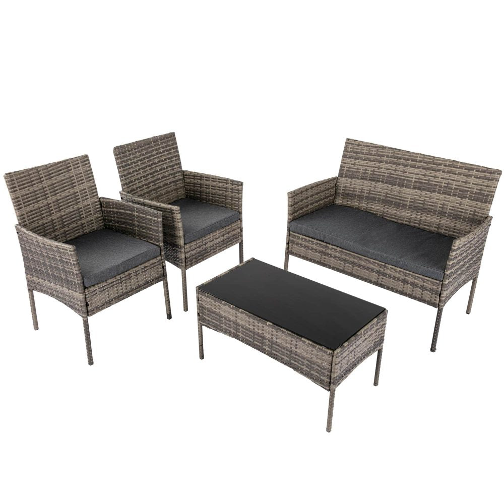 Altisblob 4 Seater Wicker Outdoor Lounge Set - Mixed Grey - Notbrand