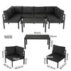 Grelbian Outdoor Minimalist Charcoal Grey Lounge Sofa & Table Set - 7-Pieces - Notbrand
