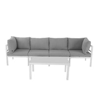 Grelbian Outdoor Modern White Lounge Set - 5 Pieces - Notbrand