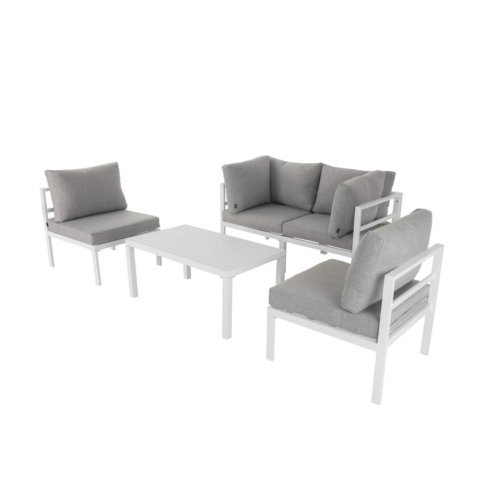 Bantza Outdoor White Couch & Table Set - 5 Pieces - Notbrand