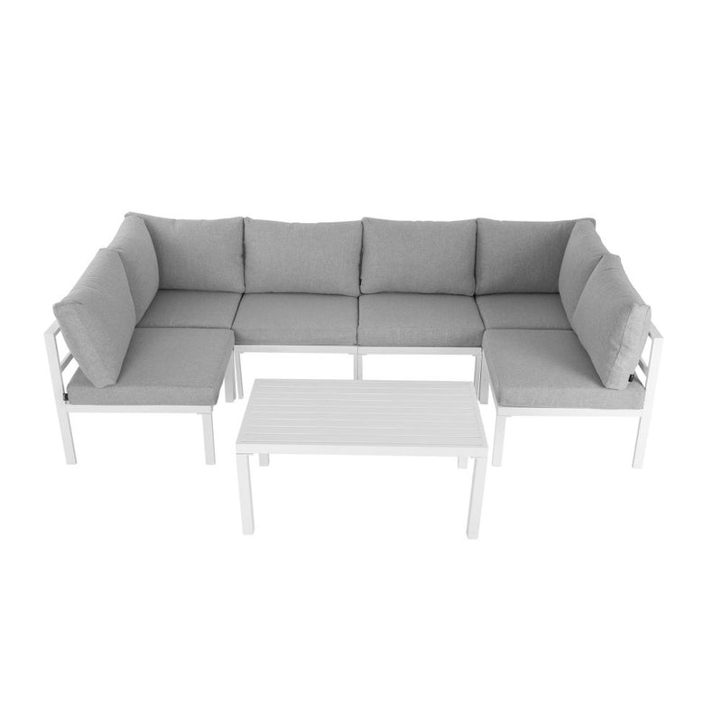Grelbian Outdoor Modern White Lounge Set - 7 Pieces - Notbrand
