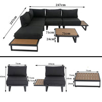 Bruna 5 Seater Outdoor Lounge Sofa & Table Set - 6 Pieces - Notbrand