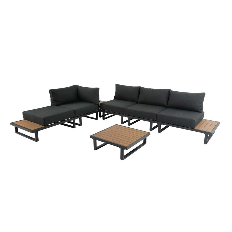 Bruna 6 Seater Outdoor Lounge Sofa & Table Set - 7 Pieces - Notbrand