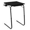 Foldable Table Adjustable Tray Laptop Desk with Removable Cup Holder-Black - Notbrand