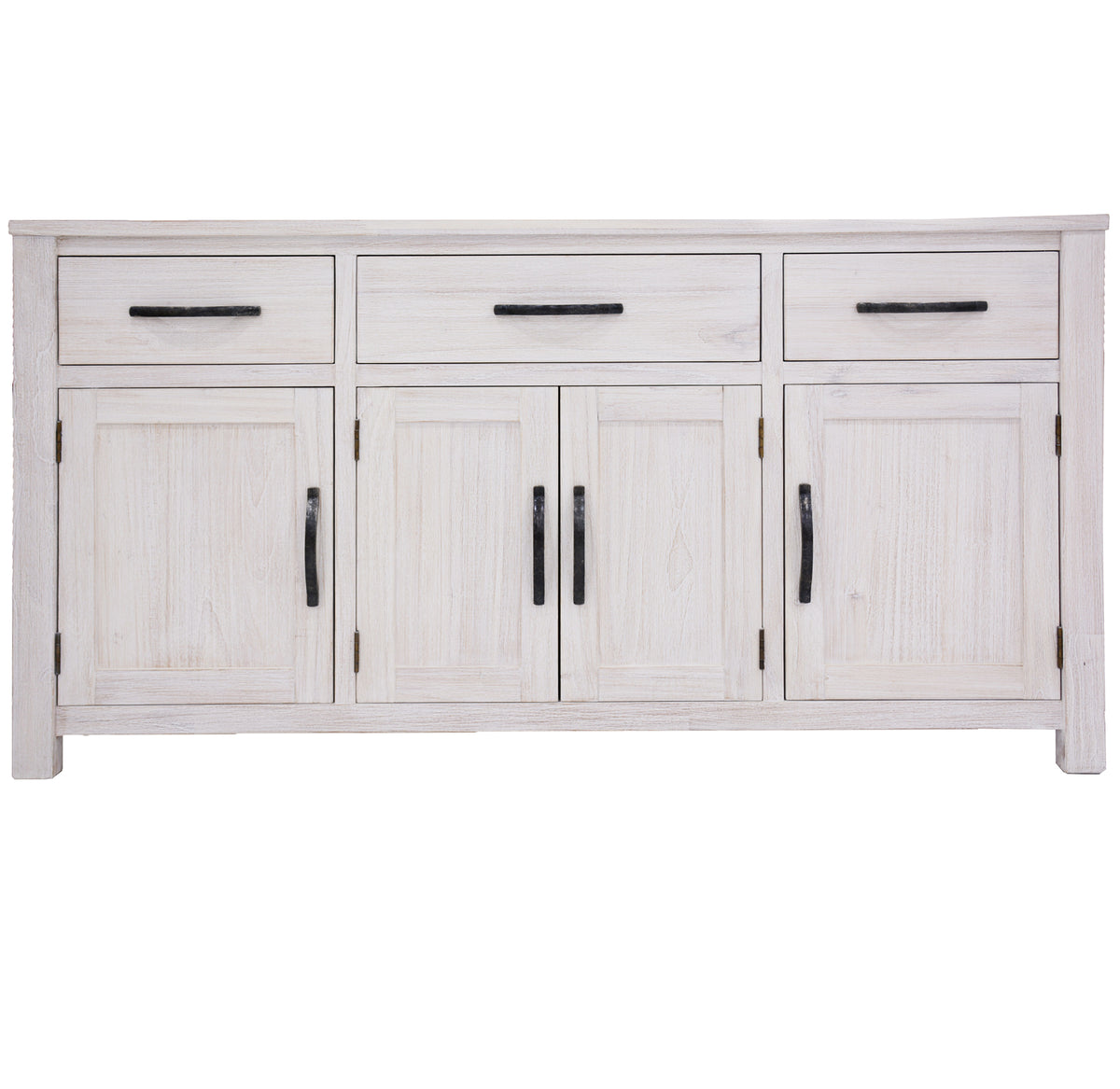 Foxglove Buffet Table with 4 Door 3 Drawer Solid Mt Ash Wood in White - 158cm - Notbrand