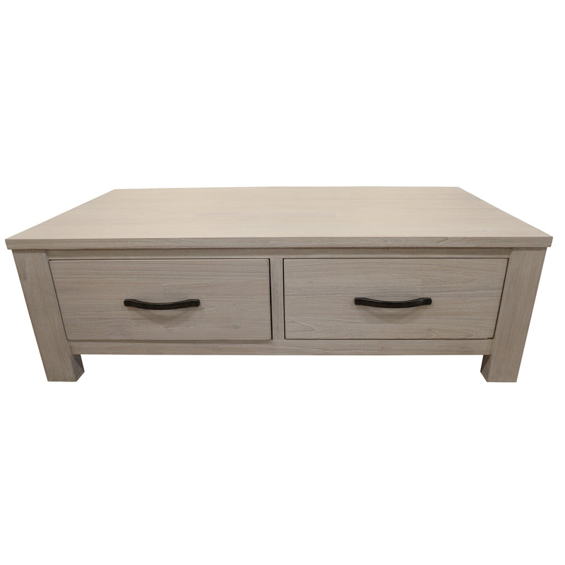 Foxglove Coffee Table with 2 Drawer Solid Mt Ash Wood in White - 127cm - Notbrand