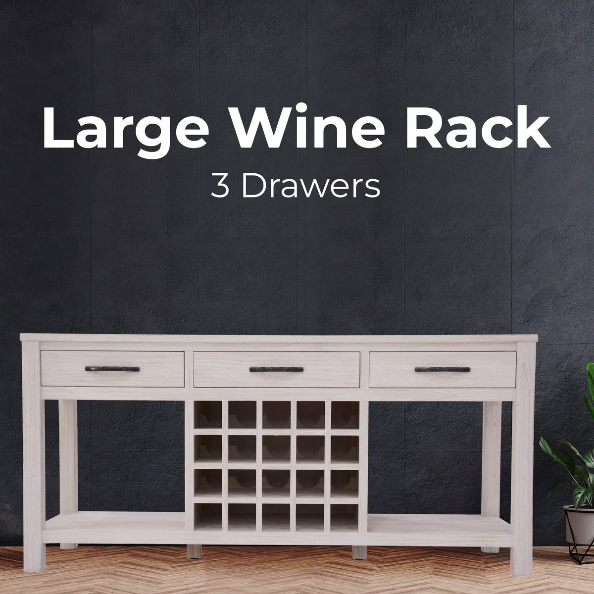 Foxglove Wooden Wine Rack Cabinet - White - Notbrand