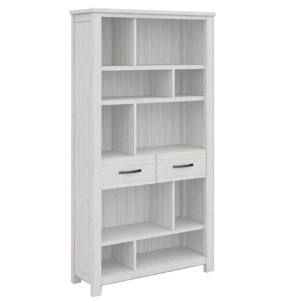 Foxglove Bookshelf with 5 Tier 2 Drawers Solid Mt Ash Timber Wood - White - Notbrand