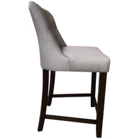 Florence High Fabric Dining Chair with French Provincial Solid Timber - Light Grey