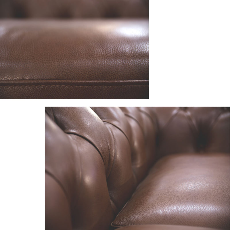 Desire Chestfield Genuine Leather 3 + 2.5 Seater Sofa - Butterscotch - Notbrand