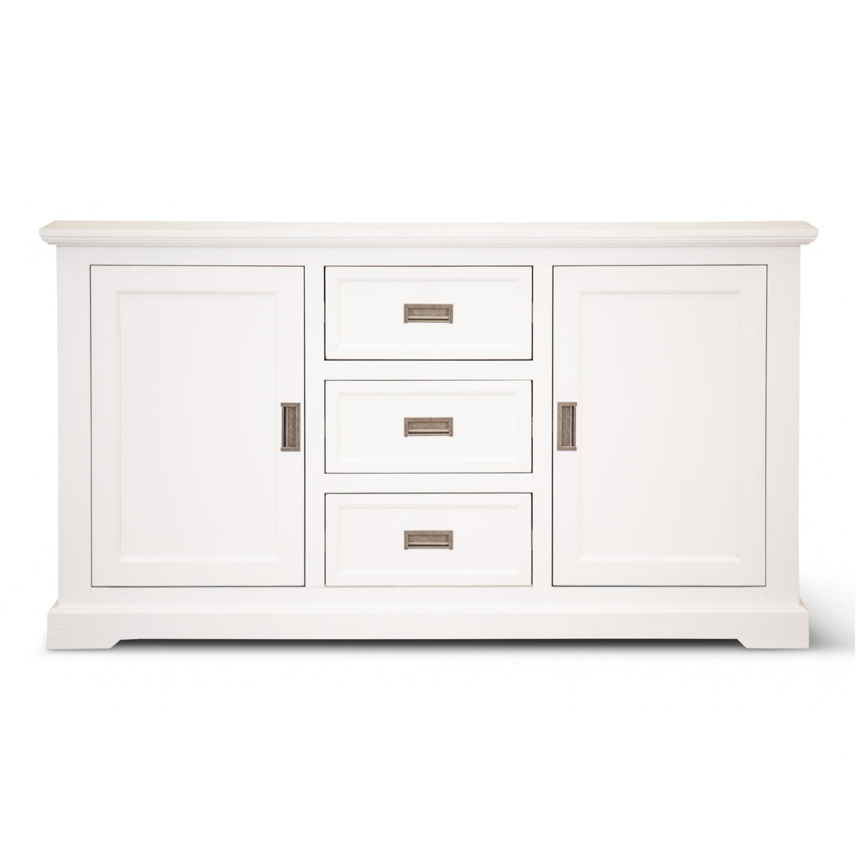 Laelia Buffet Table with 2 Door 3 Drawer Acacia Wood Coastal Furniture in White - 166cm - Notbrand