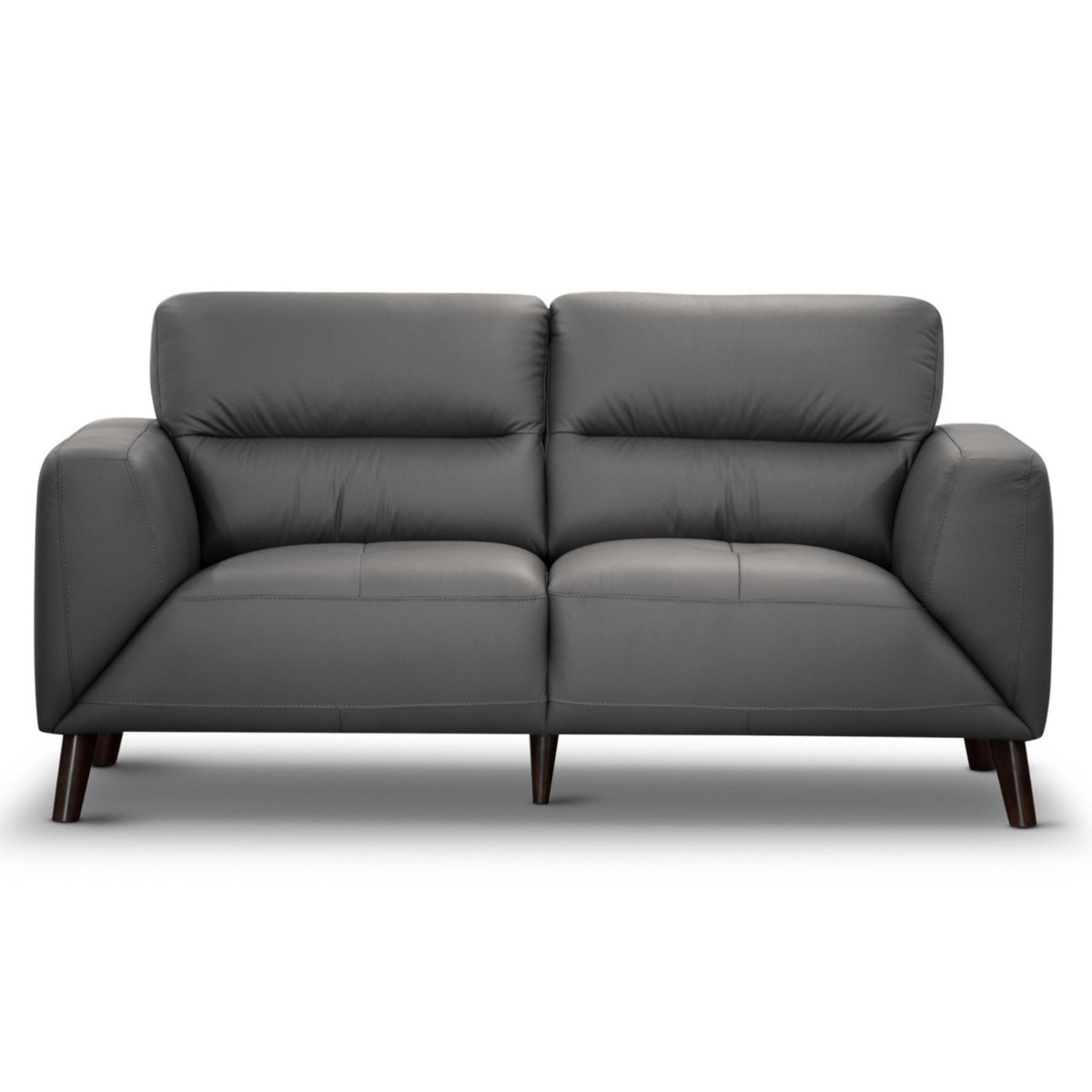 Lenora Genuine Leather Sofa 2 Seater Upholstered Lounge Couch - Gunmetal - Notbrand