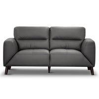 Lenora Genuine Leather Sofa 2 Seater Upholstered Lounge Couch - Gunmetal - Notbrand