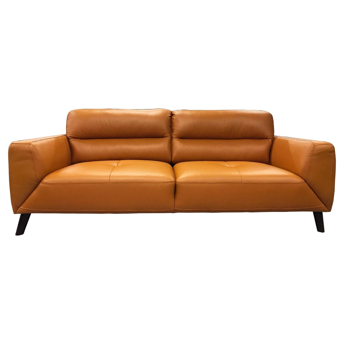 Lenora Genuine Leather Sofa 3 Seater Upholstered Lounge Couch - Tangerine - Notbrand
