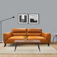 Lenora Genuine Leather Sofa 3 Seater Upholstered Lounge Couch - Tangerine - Notbrand