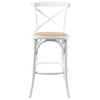 Aster Crossback Rattan Dining Bar Stools in Solid Birch Timber - White