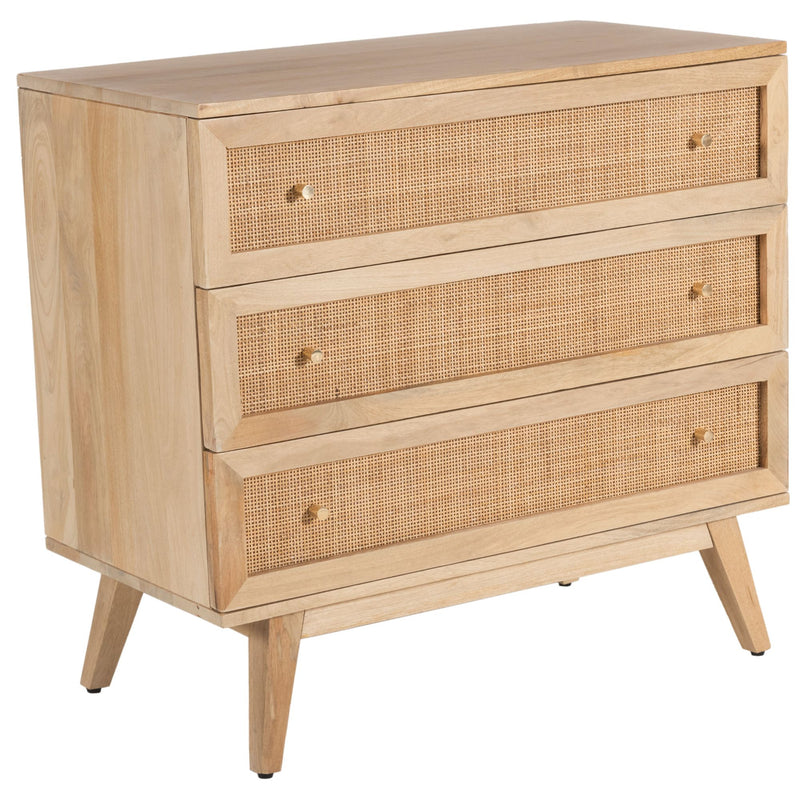 Olearia Buffet Cabinet with 3 Drawer Mango Wood Rattan - Natural - Notbrand