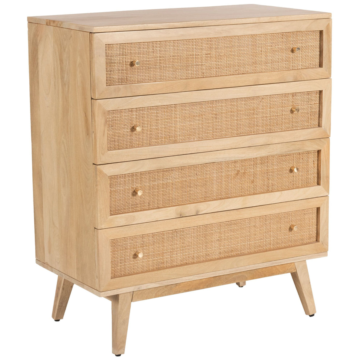 Olearia Buffet Cabinet with 4 Drawer Mango Wood Rattan - Natural - Notbrand