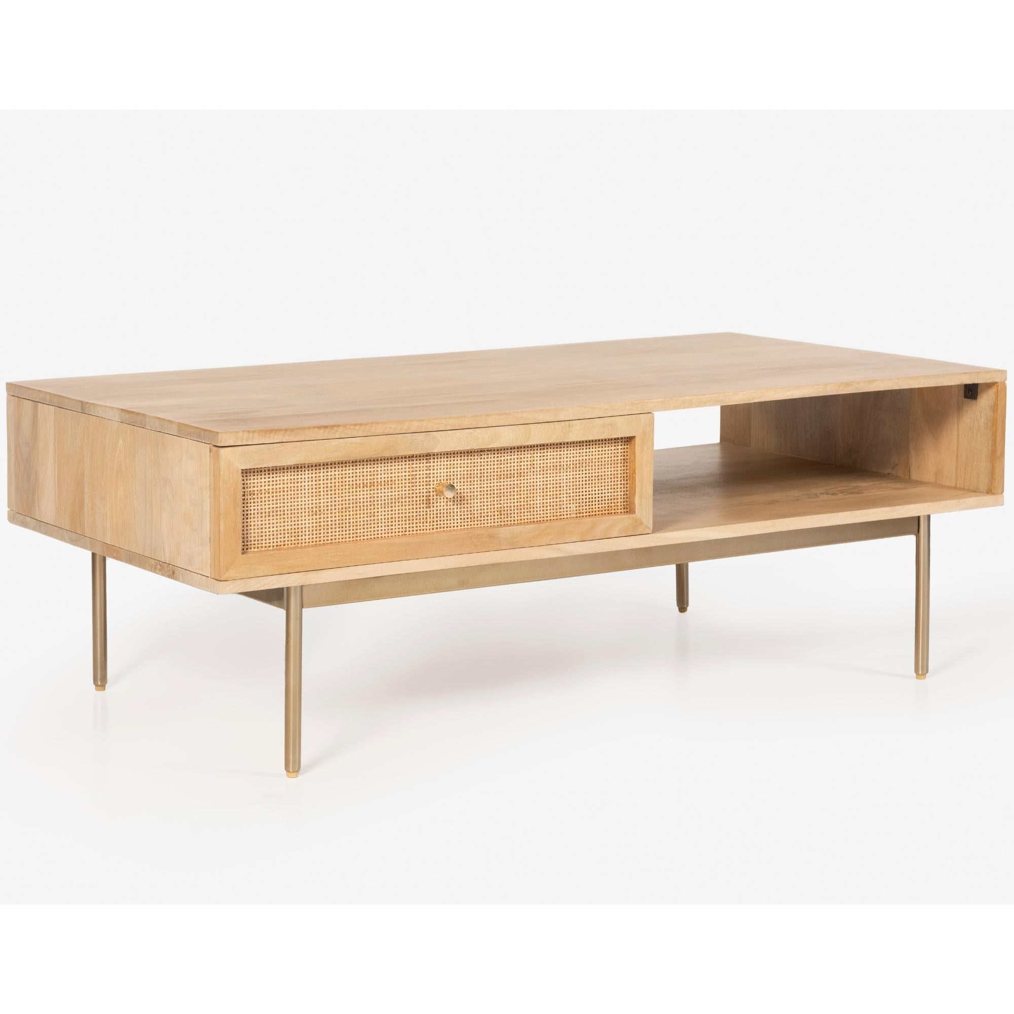 Martina Coffee Table with Solid Mango Timber Wood - 115cm - Notbrand