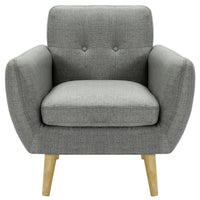 Ollen Single Seater Fabric Upholstered Sofa Armchair Lounge Couch - Mid Grey - Notbrand