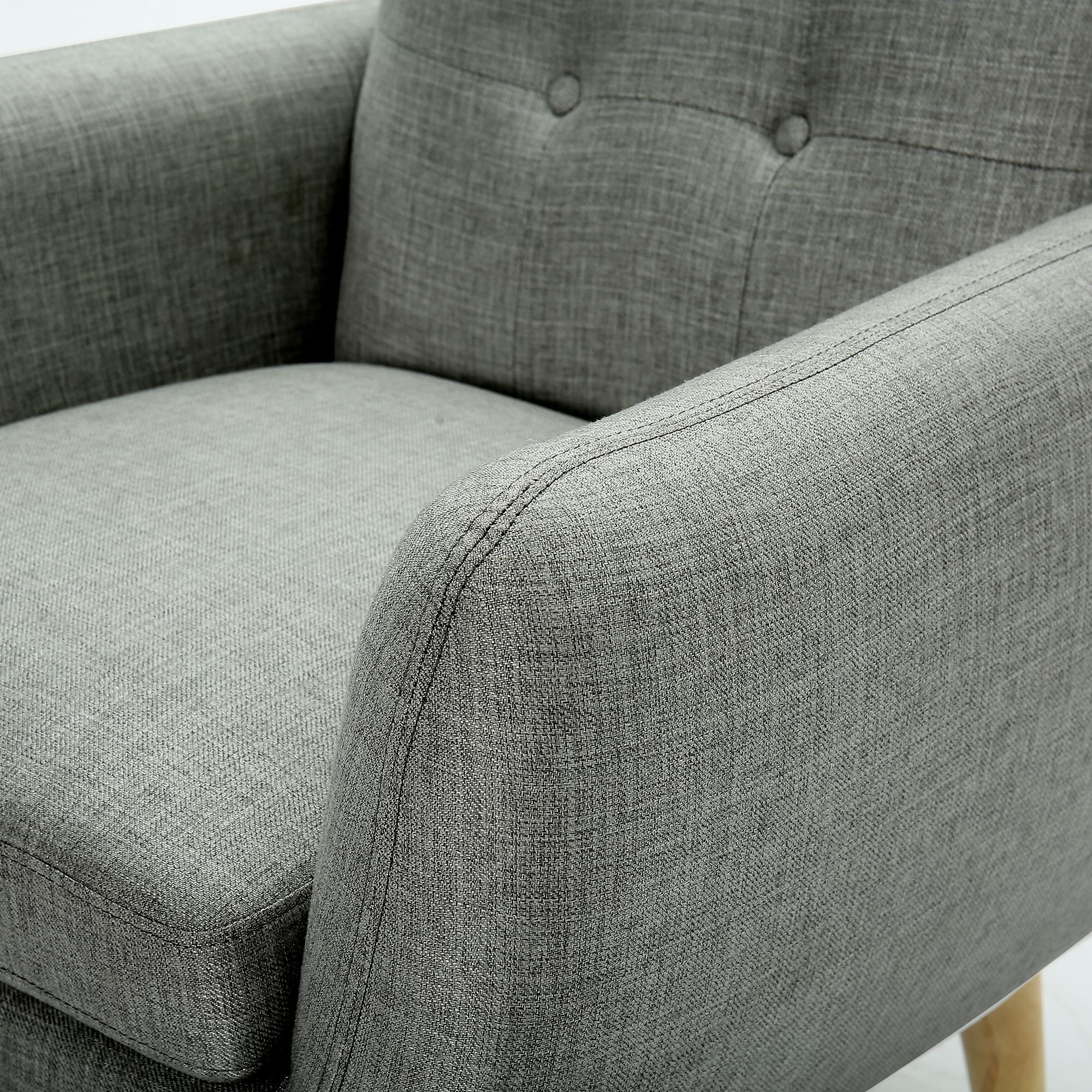 Ollen Single Seater Fabric Upholstered Sofa Armchair Lounge Couch - Mid Grey - Notbrand