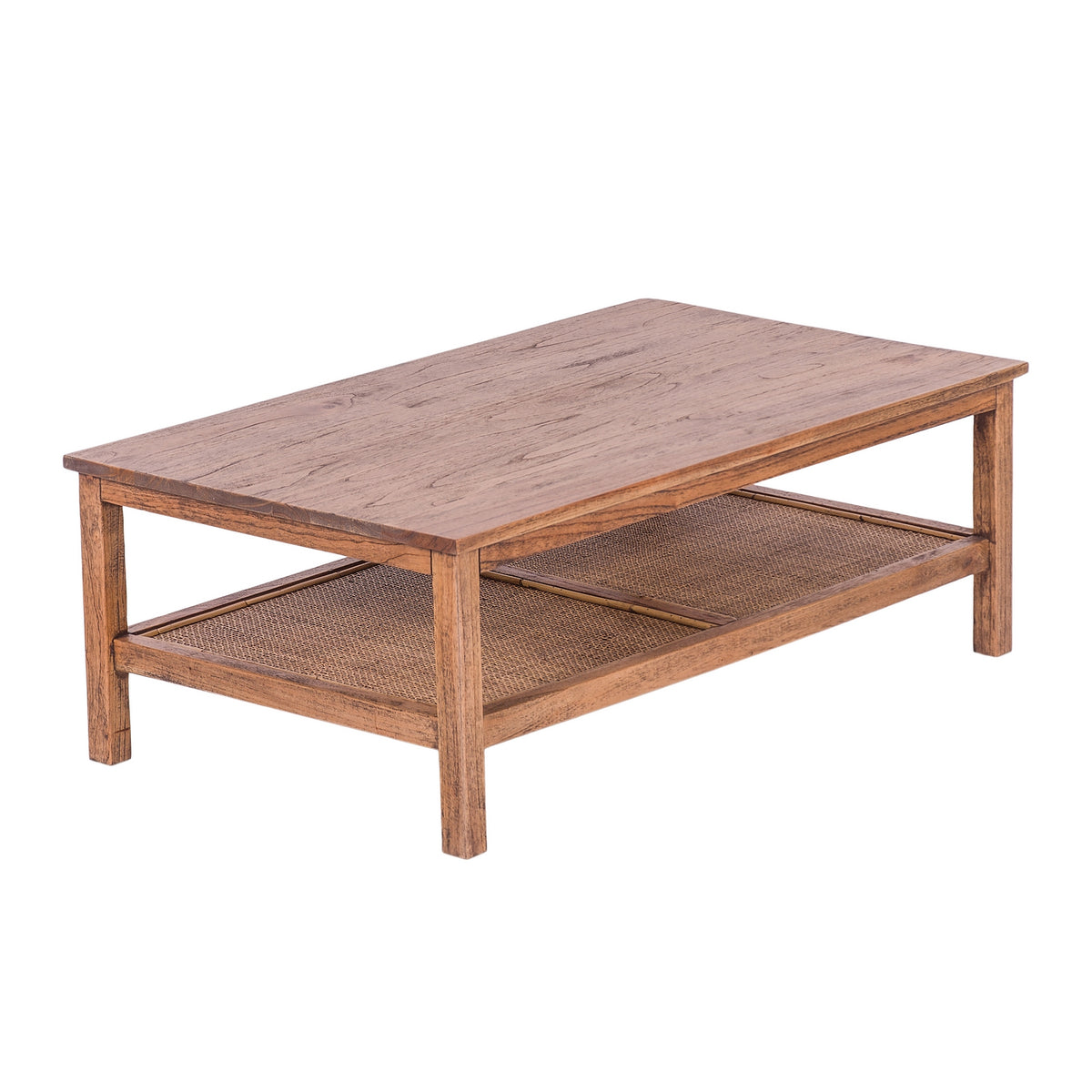 Jasmine Coffee Table with Mindi Timber Wood Rattan Weave in Brown - 110cm - Notbrand