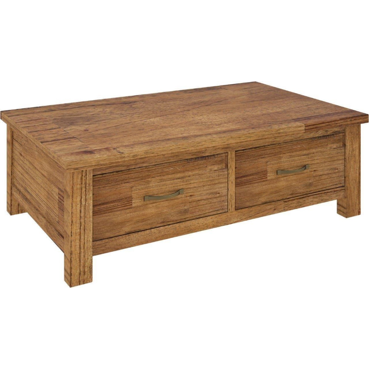 Birdsville Solid Mt Ash Timber Wood Coffee Table with 2 Drawer - Brown - Notbrand