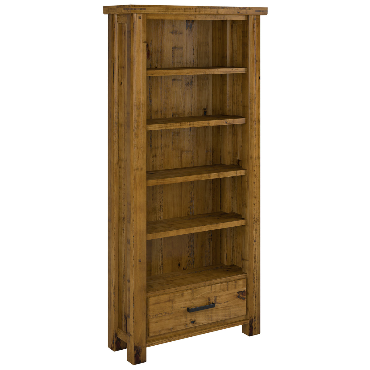 Teasel Solid Pine Timber Wood Bookshelf - Rustic Oak - Notbrand