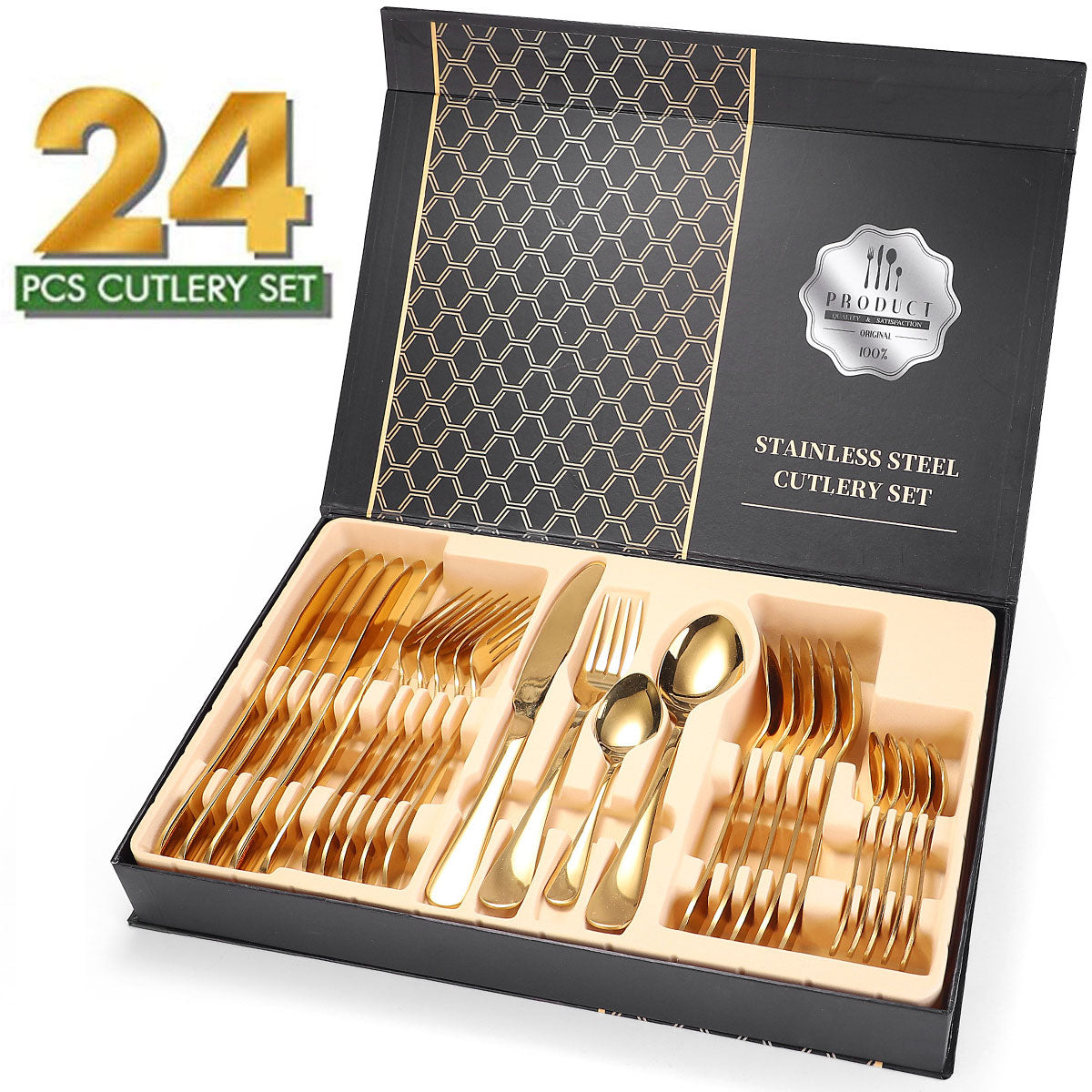 Stainless Steel Gold Cutlery Set - 24Pcs - Notbrand