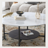 Duke Two Tier Round Coffee Table in Stone - White - Notbrand