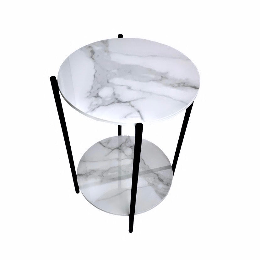 Ave Alba Interior Marble Side Table - Black Frame - Notbrand