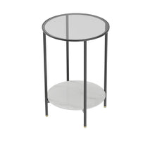 Ave Cosmopolitan Interior 2 Tier Marble Side Table - Black Frame - Notbrand