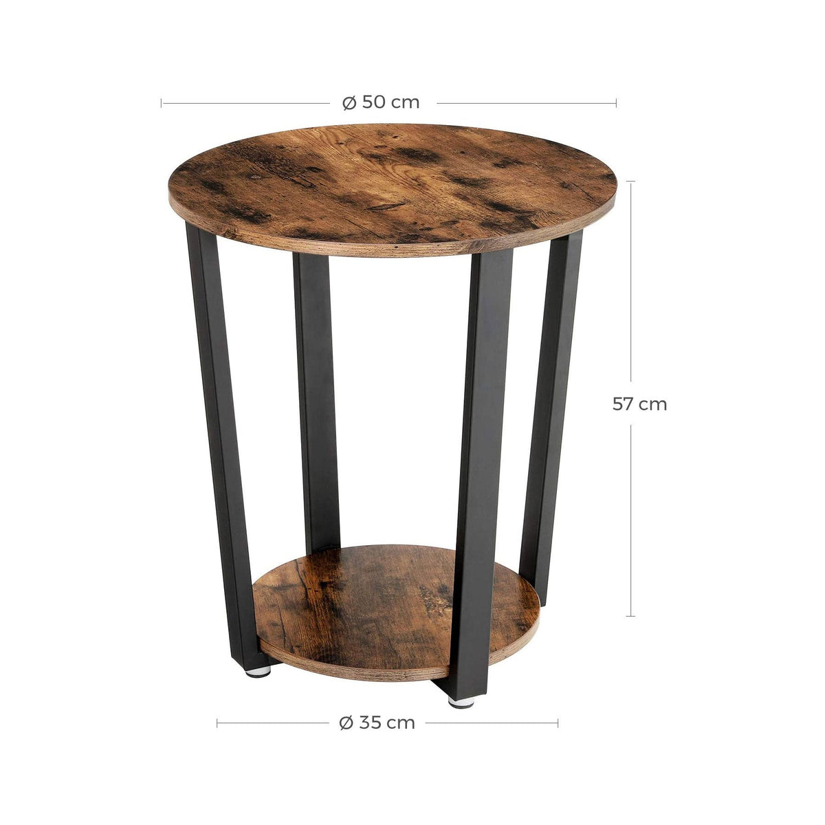 VASAGLE Round Side Table with Shelf - Notbrand