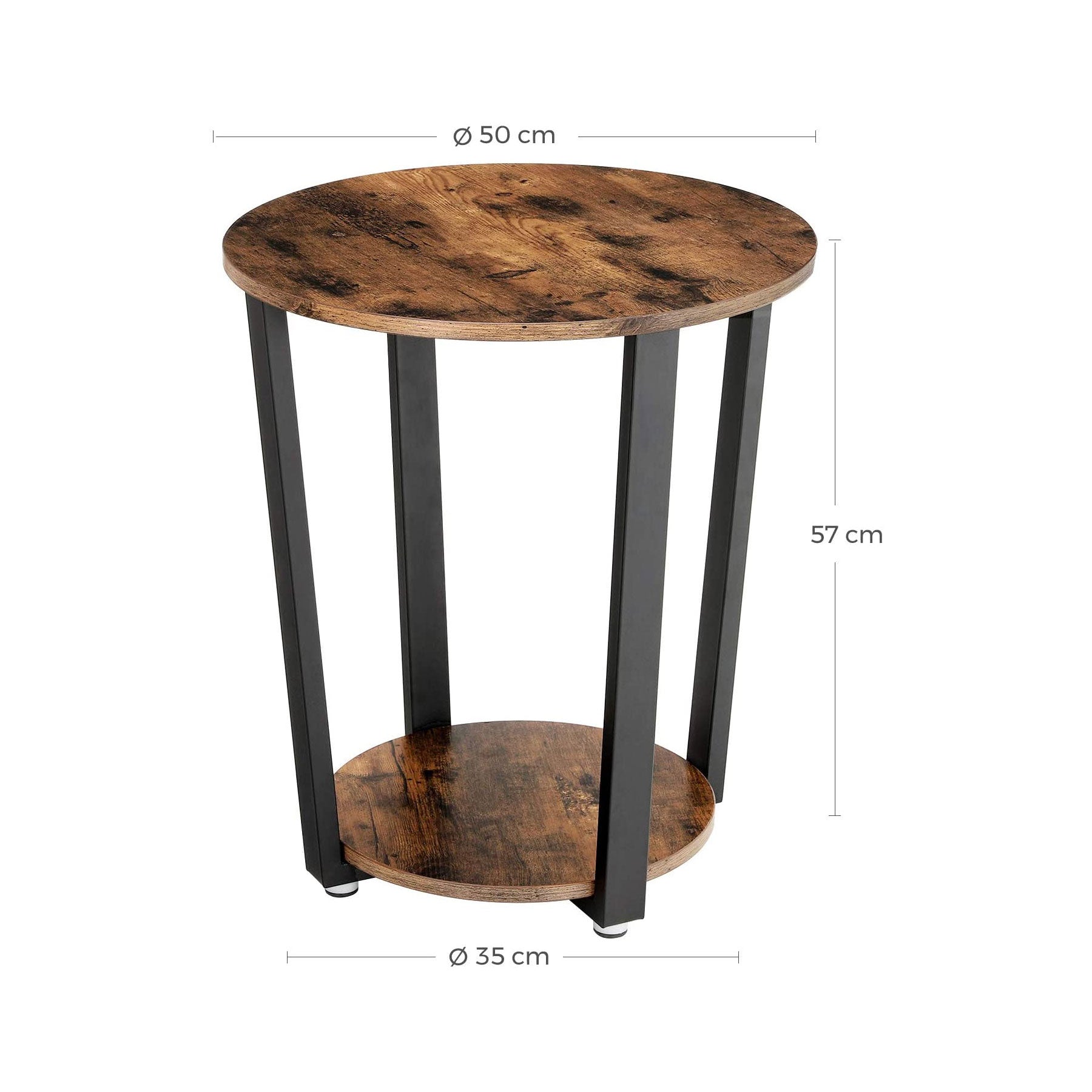 VASAGLE Round Side Table with Shelf - Notbrand