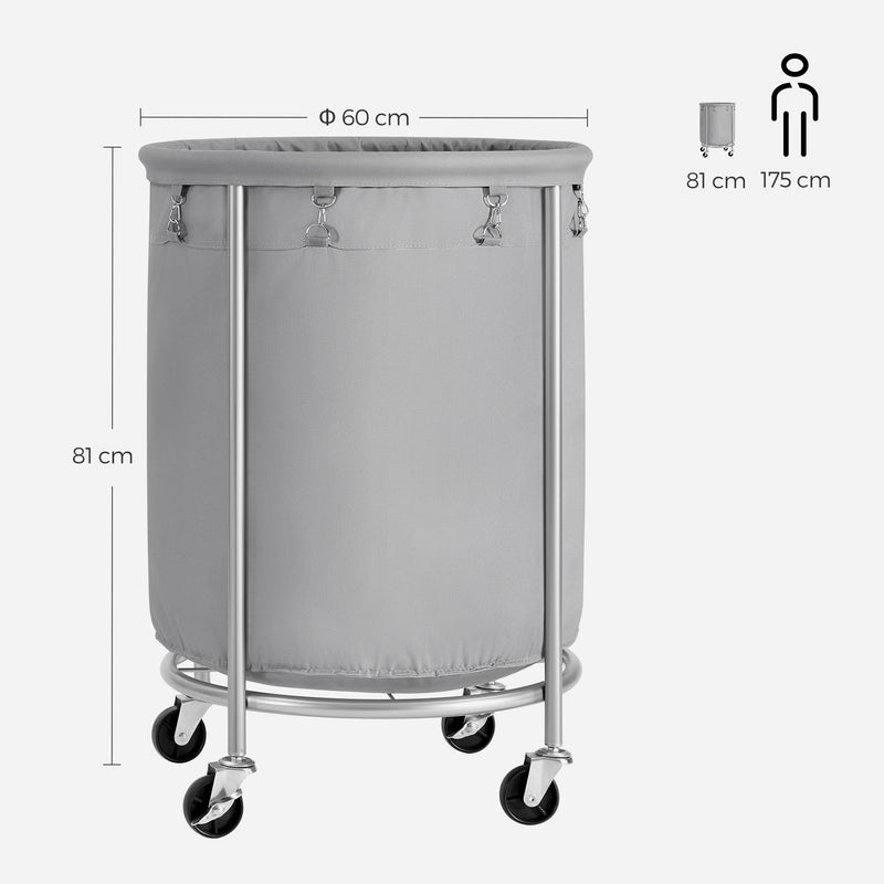 Songmics Laundry Basket with Wheels - Gray & Silver - Notbrand