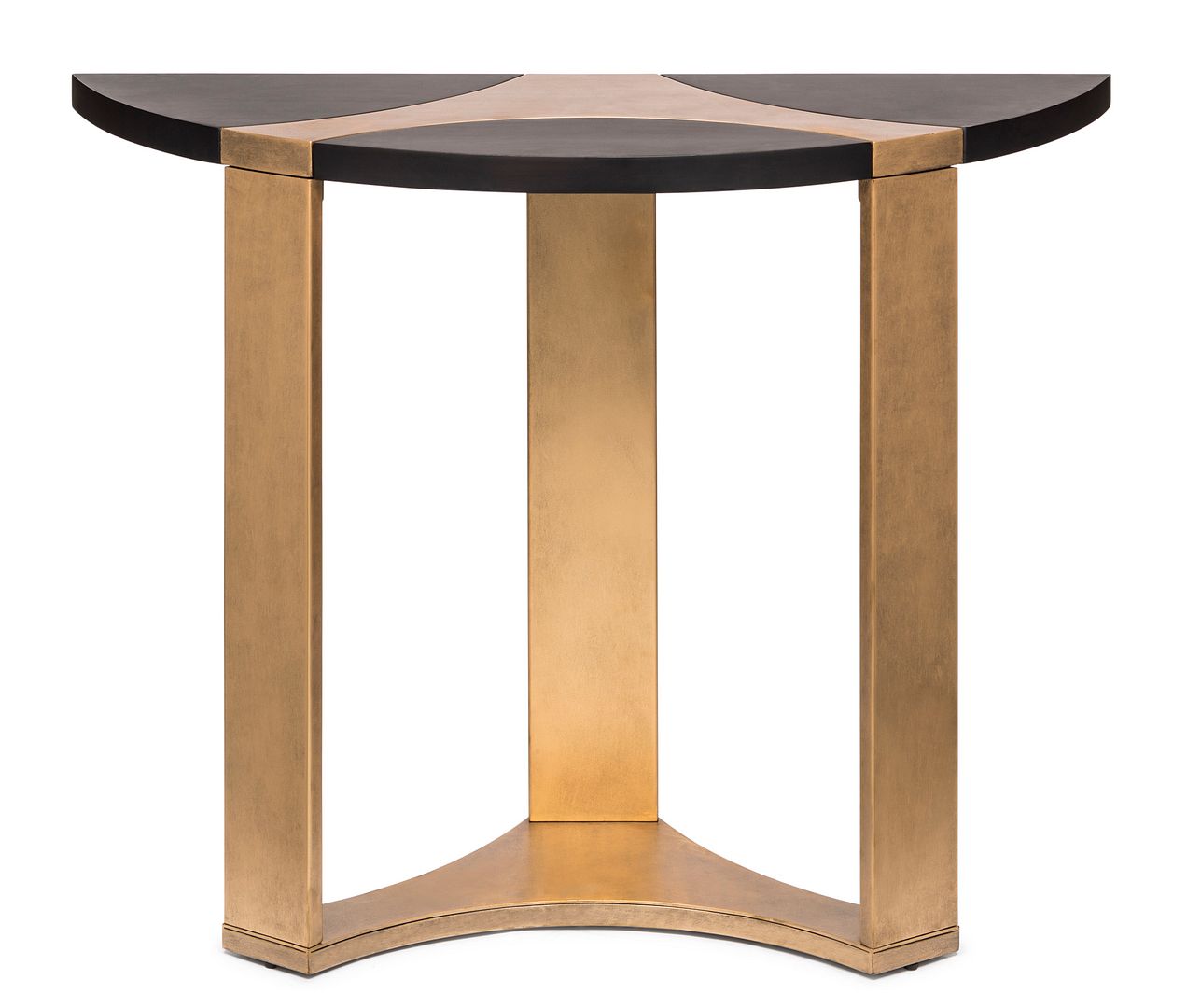 Contemporary Half Round Hallway Console Table - Brass & Black - Notbrand