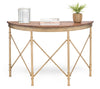 Mbelu Wooden Hallway Console Table Half Round Shape - French Brass Finish