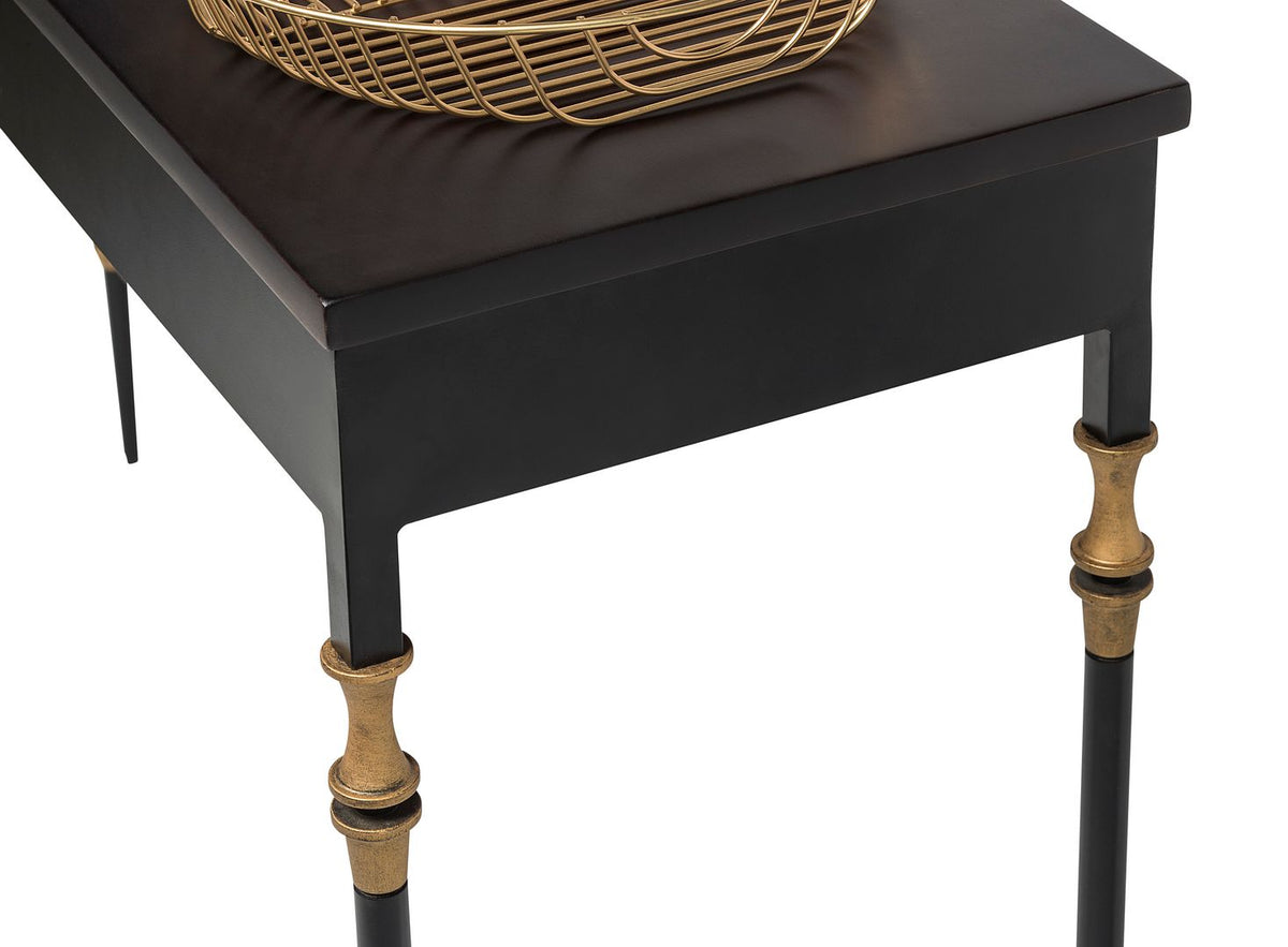 Mbelu Wooden Slim Hallway Console Table with Finial Legs - Gold Black