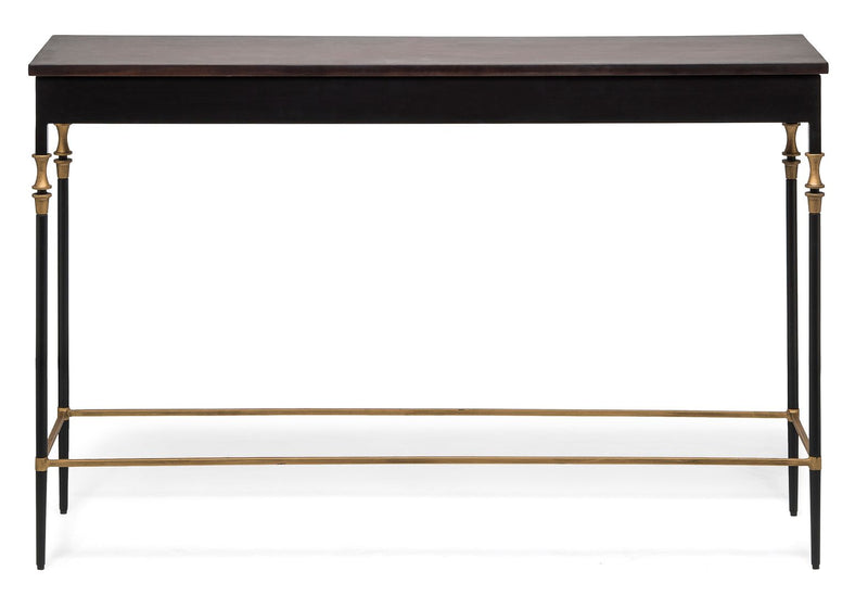 Mbelu Wooden Slim Hallway Console Table with Finial Legs - Gold Black