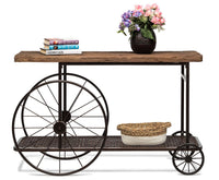 Paxton Hallway Console Table with Railway Sleeper Wood Top - Dark Copper - Notbrand