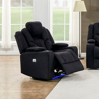 Retse Electric Recliner Stylish Rhino Fabric Armchair 3+2+1 Seater with LED Features - Black - Notbrand