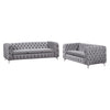 Onyx 3+2 Seater Sofa Classic Button Tufted Lounge in Velvet Fabric with Metal Legs - Grey - Notbrand
