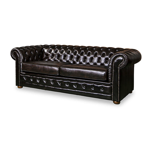 Amode 3+2+1 Seater Genuine Luxurious Leather Spring Button Studding Sofa Set - Brown - Notbrand