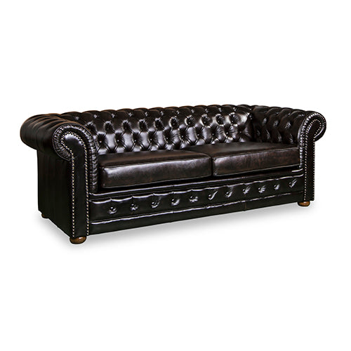 Amode 3+2+1 Seater Genuine Luxurious Leather Spring Button Studding Sofa Set - Brown - Notbrand