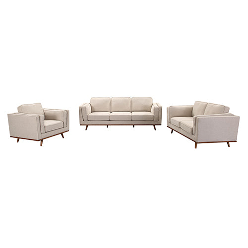 Aukax Fabric Sofa Set 3+2 Seater with Wooden Frame - Beige - Notbrand