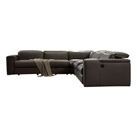 Wehx Genuine Leather Corner Sofa 6 Seater with Electric Recliner Storage Drawer & 2x Cup Holders - Grey - Notbrand