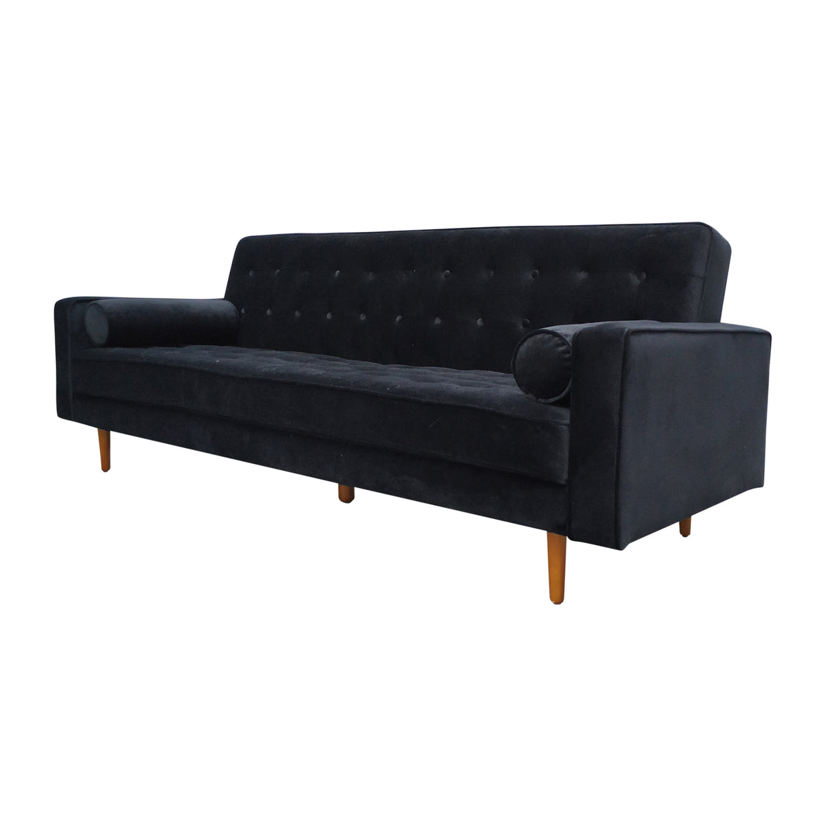 Orjee Button Tufted Sofa Bed 3 Seater in Velvet - Black - Notbrand